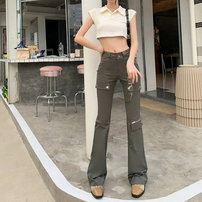 Slim Collared Cropped Shirt