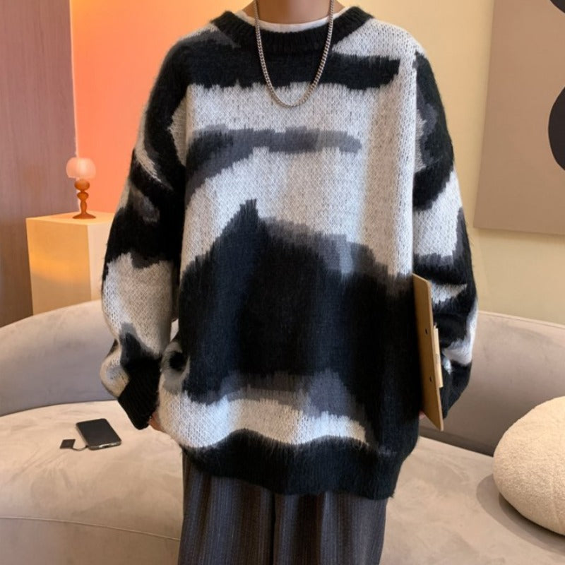 Abstract Print Knit Sweater - nightcity clothing
