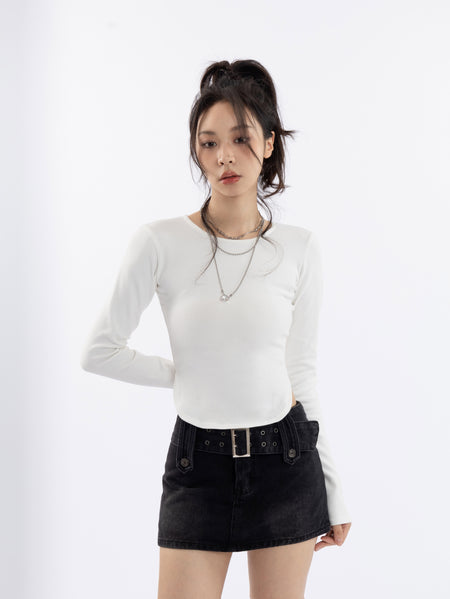 Skinny Cropped Long Sleeve Top - nightcity clothing