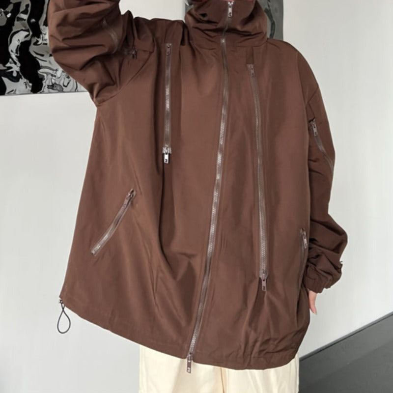 Oversized Multi Zipper Hoodie Windbreaker Jacket - nightcity clothing