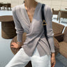 Skinny Criss-Cross Ribbed Asymmetric Knit Top - nightcity clothing
