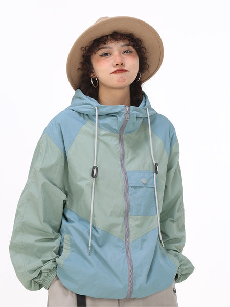 Color Block Hooded Windbreaker