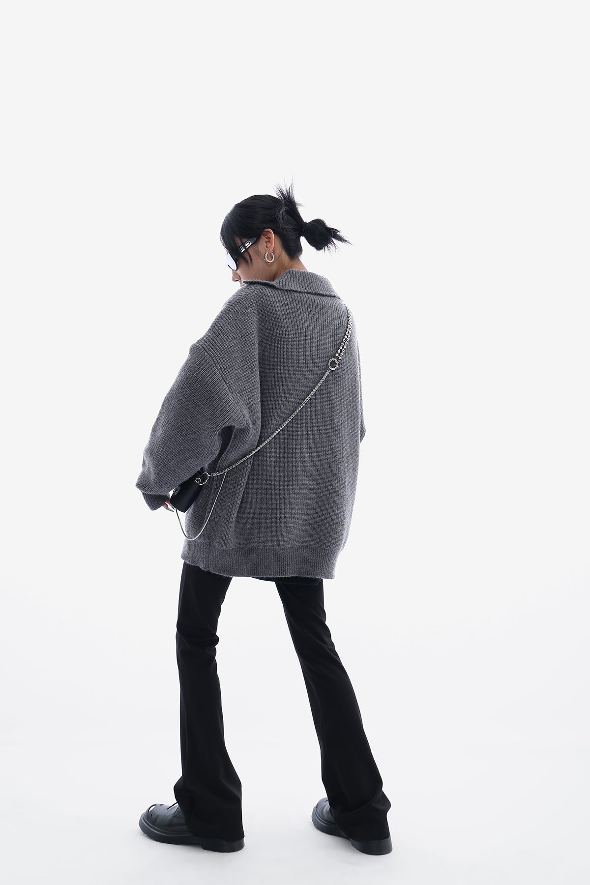 Oversized Collared Knit Pullover