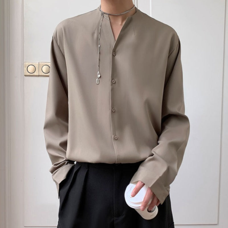 Oversized Lightweight Button Long Sleeve Shirt - nightcity clothing