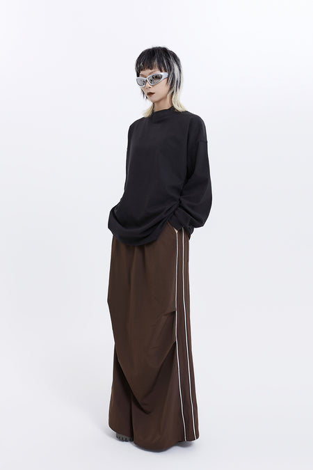 Side Stripe Maxi Skirt with Back Slit