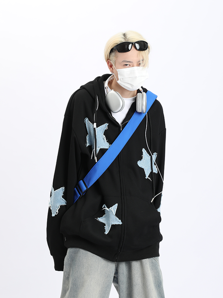 Star Patchwork Hoodie - nightcity clothing