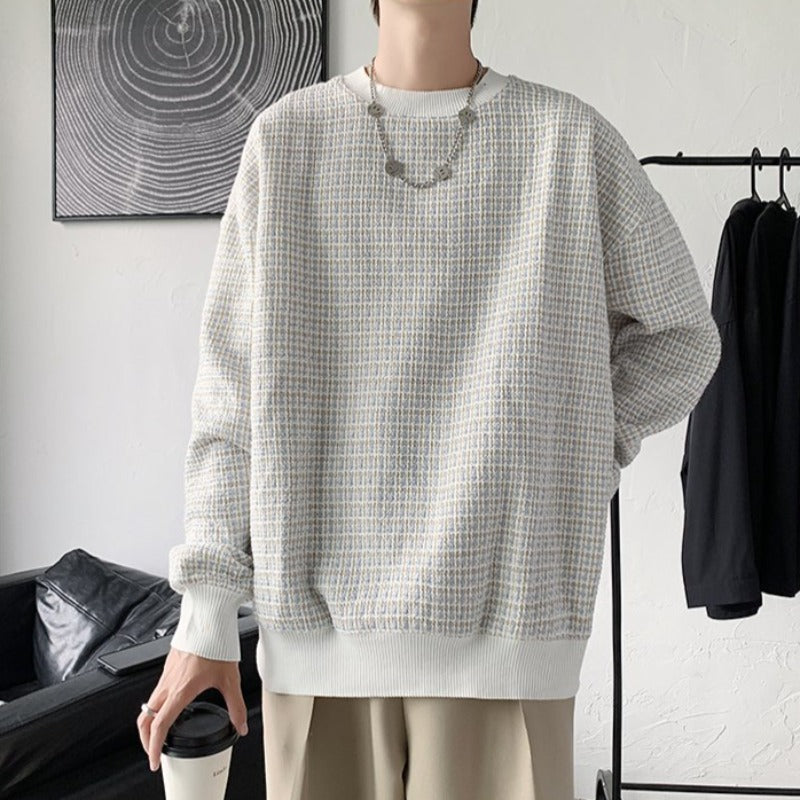 Oversized Houndstooth Pattern Sweatshirt - nightcity clothing