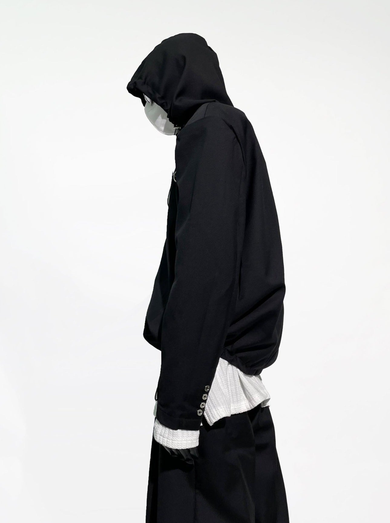 Slim Quarter-Button Hooded Windbreaker - nightcity clothing