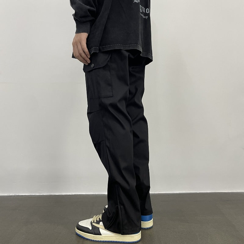 Pleated Cargo Pants with Hem Zip - nightcity clothing