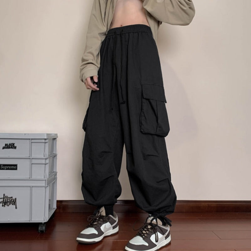 Double Side Pocket Drawstring Hem Pants - nightcity clothing