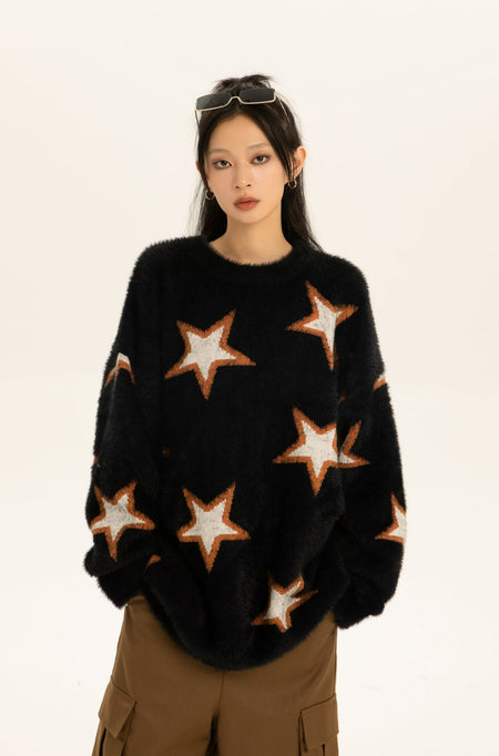 Oversized Star Print Pullover