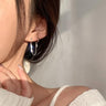 Slender Bar and Cross Pendant Double-Piercing Loop Earrings - nightcity clothing