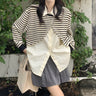 Criss Cross Mock Two-Piece Stripe Long Sleeve Top - nightcity clothing