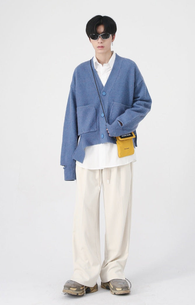 Cropped Knit Sleeve Cutout Cardigan - nightcity clothing
