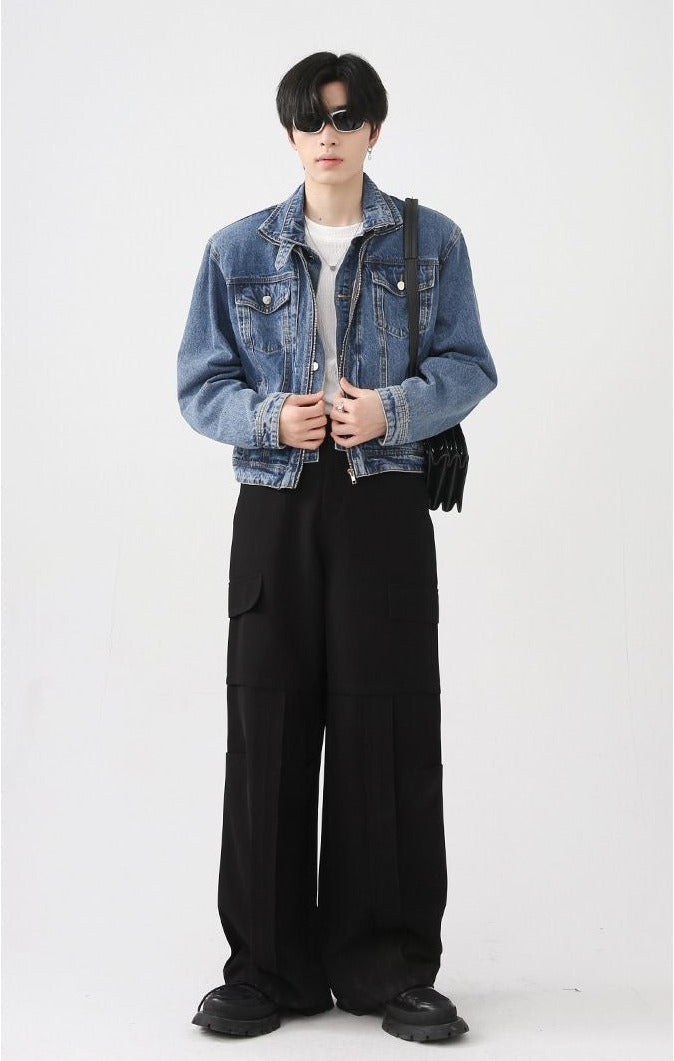 Slim Denim Jacket with Shoulder Pads - nightcity clothing