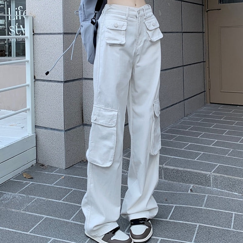 Multi Button Pocket Straight Pants - nightcity clothing