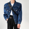 Slim Classic Denim Jacket with Shoulder Pads - nightcity clothing