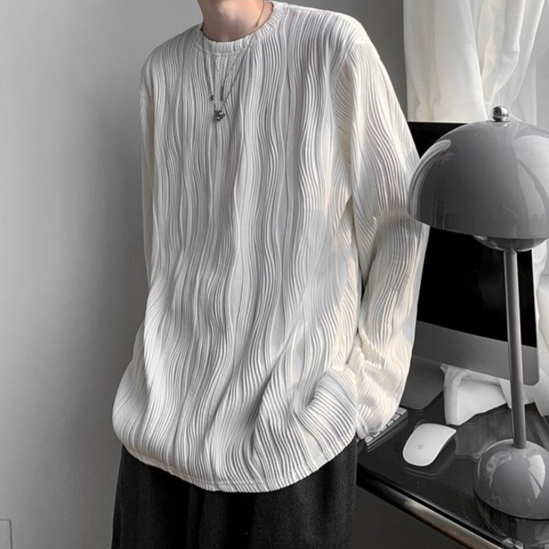 Wave Textured Long Sleeve Tee - nightcity clothing