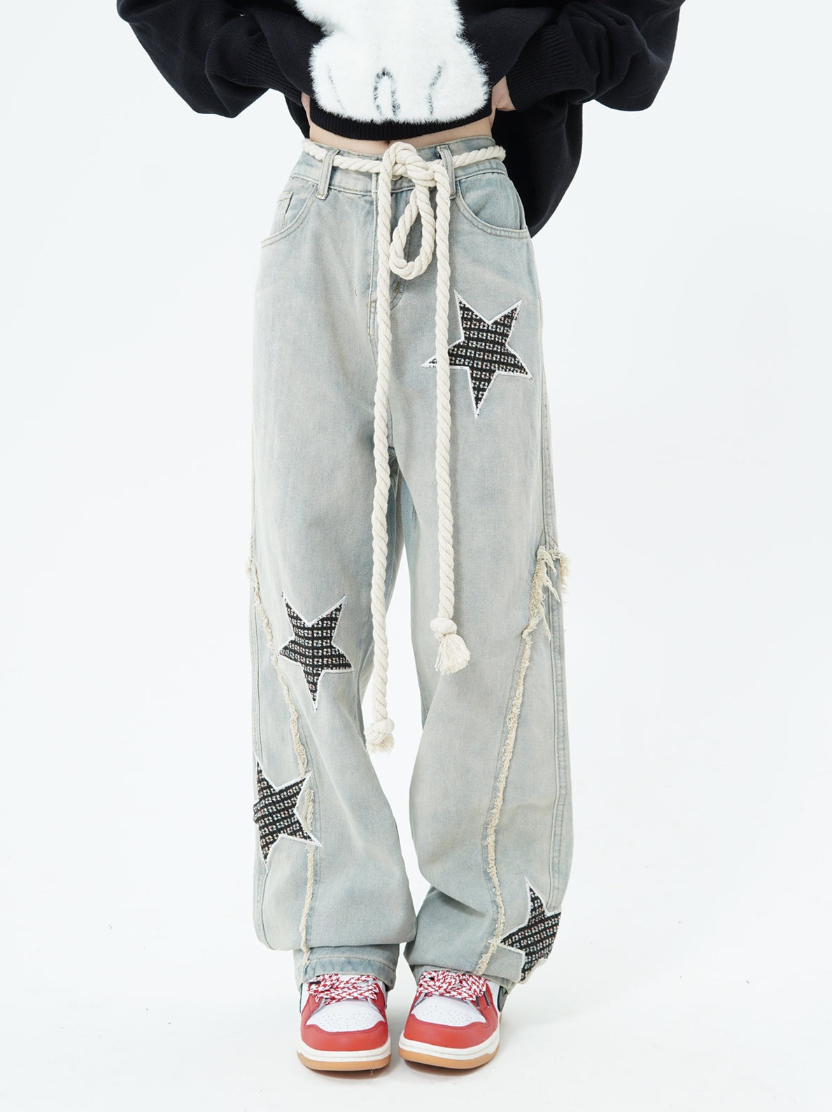 Distressed Patchwork Star Jeans
