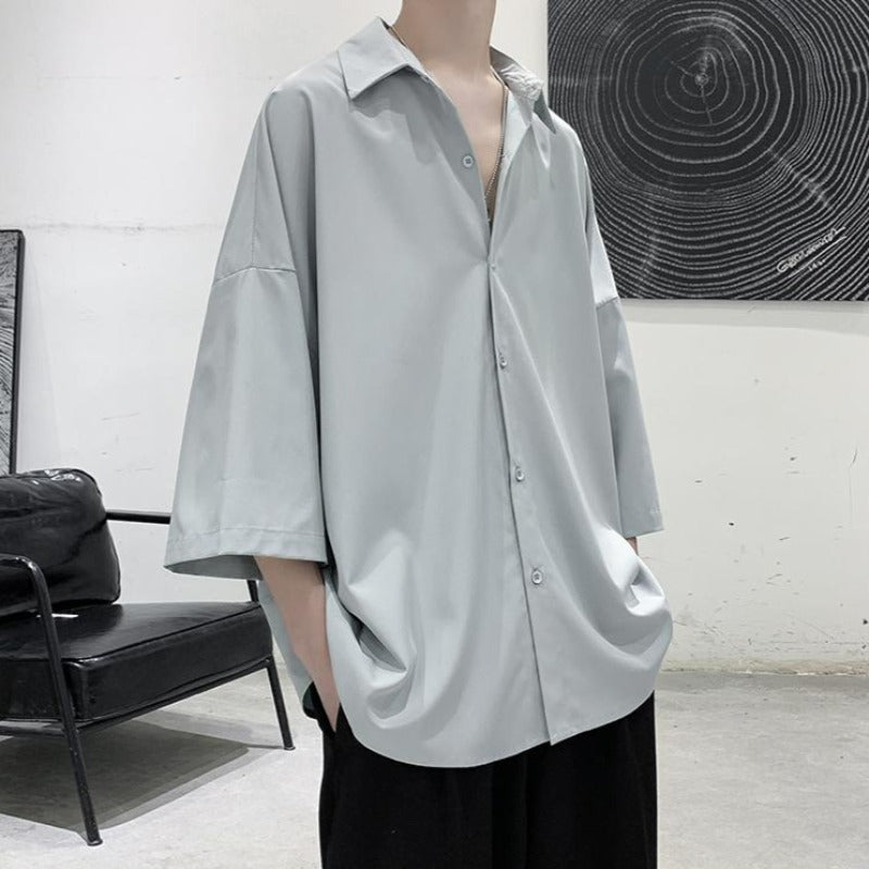 Oversized Flare Three-Quarter Sleeve Shirt - nightcity clothing