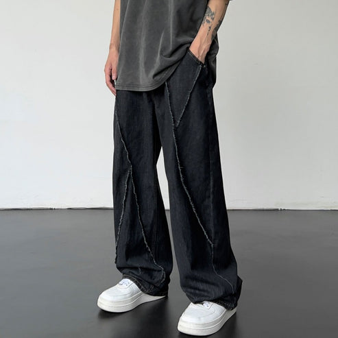 Women Summer Vintage Patchwork Denim Wide-leg Jeans
