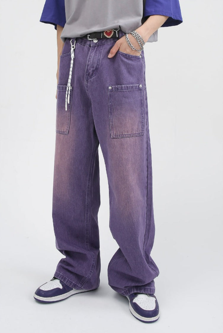 Faded Straight Fit Lightweight Jeans