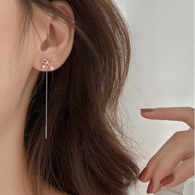 Drop Earrings with Ribbon Stud - nightcity clothing