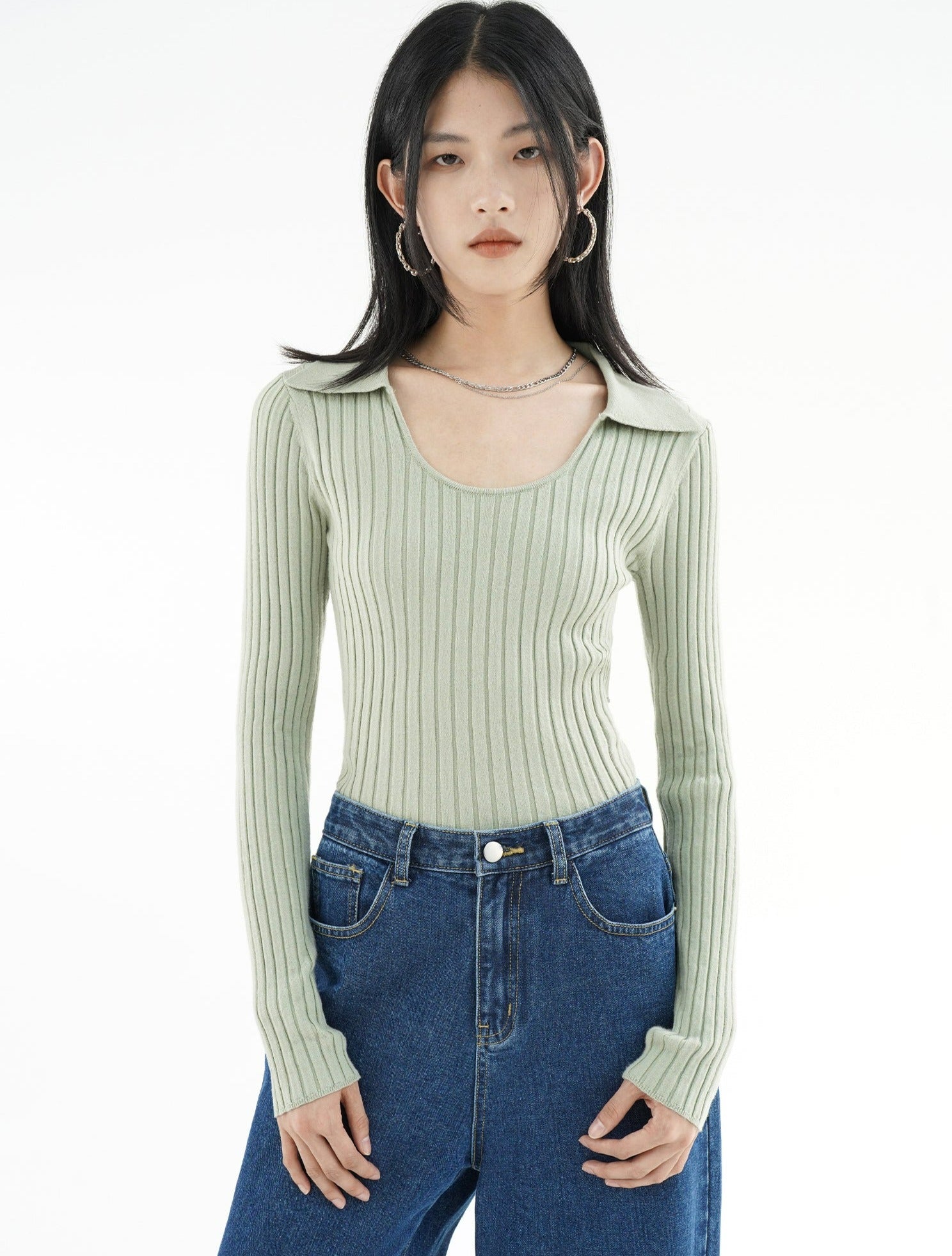 Skinny Ribbed Long Sleeve Top