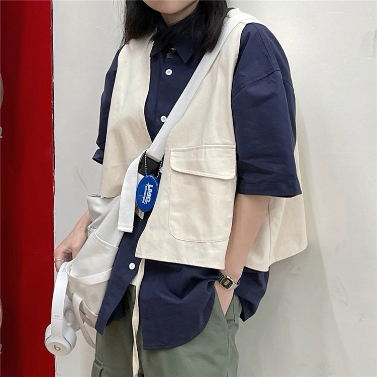 Asymmetric Hem Mock Two-Piece Vest Shirt - nightcity clothing