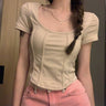 Slim Front Seam Short Sleeve Top - nightcity clothing