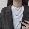 Double Layer Necklace with Circular Pendants - nightcity clothing