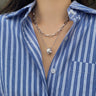 Double Chain and Bead Necklace with Coil Pendant - nightcity clothing
