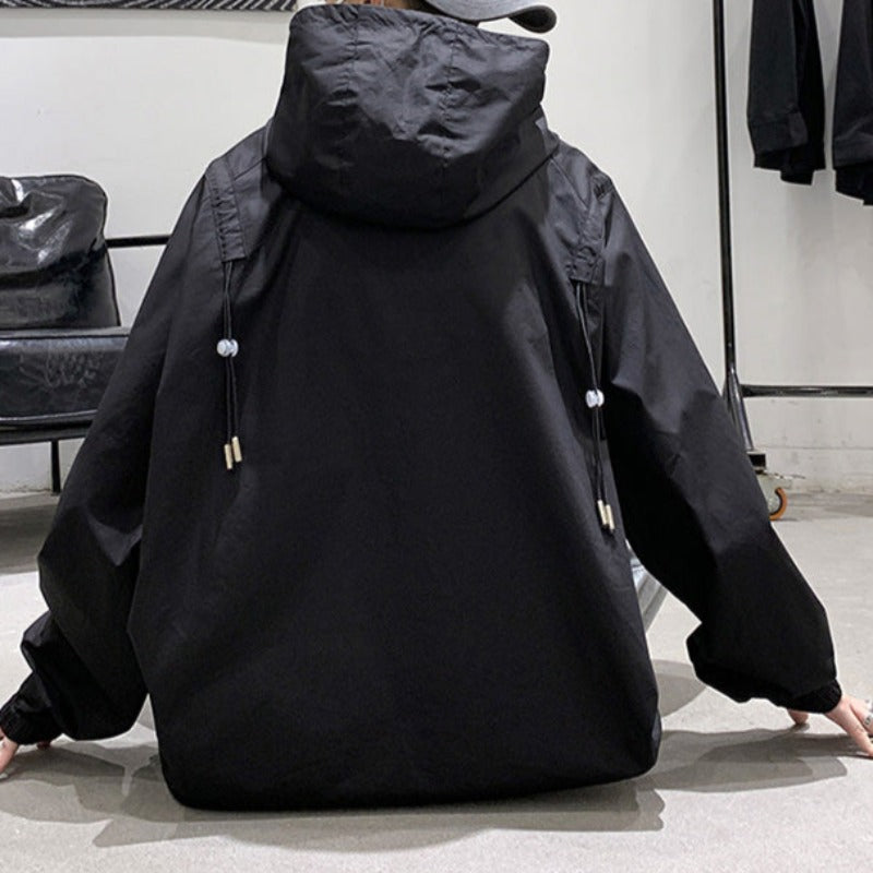 Oversized High Neck Hooded Windbreaker - nightcity clothing