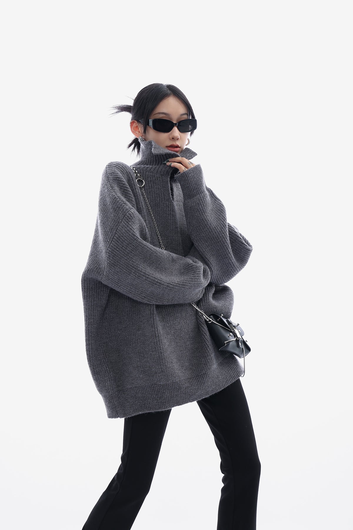 Oversized Collared Knit Pullover