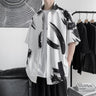 Oversized Brush Stroke Print Short Sleeve Shirt - nightcity clothing