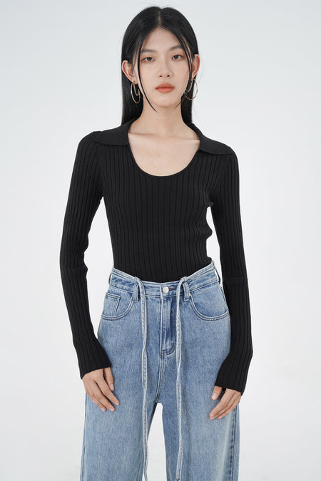 Skinny Ribbed Long Sleeve Top