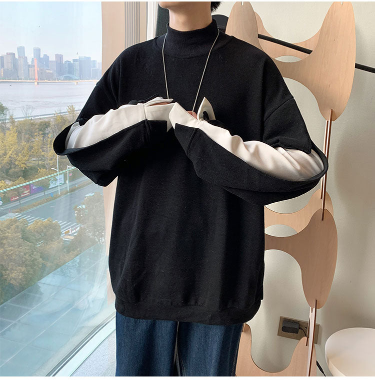 Mock Layered High Neck Pullover