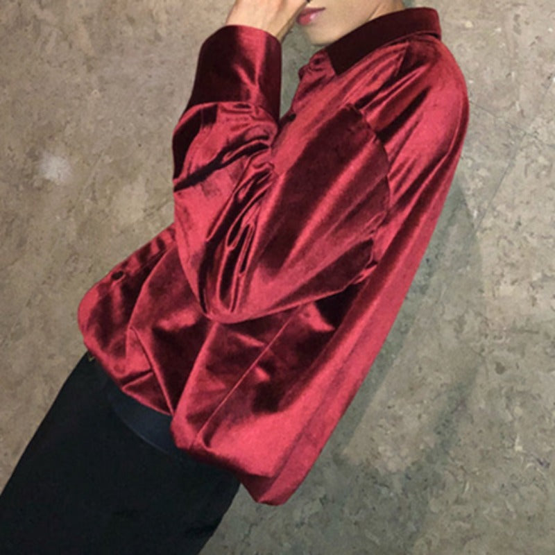 Slim Glossy Button Shirt - nightcity clothing