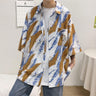 Oversized Abstract Patterned Print Short Sleeve Shirt - nightcity clothing