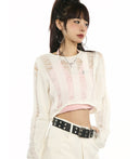 Distressed Cutout Back Drawstring Crop Top