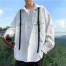 Oversized Flap Pocket Pinstripe Shirt with Straps - nightcity clothing