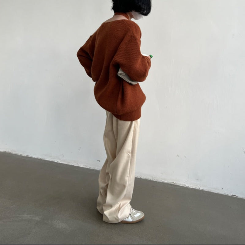 Asymmetric Mock-Layered Long Sleeve Knit Sweater - nightcity clothing
