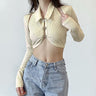Collared Knit Halter Linkage Crop Top and Sleeves - nightcity clothing