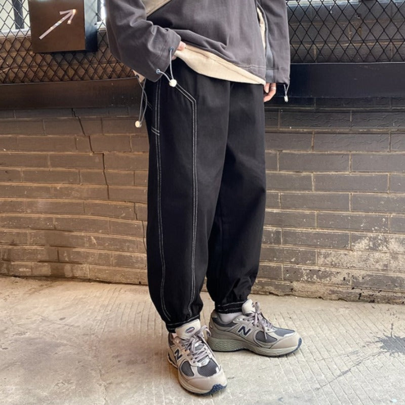 Asymmetric Pocket Harem Pants with Detailed Stitching - nightcity clothing