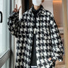 Houndstooth Pattern Lightweight Overcoat with Flap Pockets - nightcity clothing