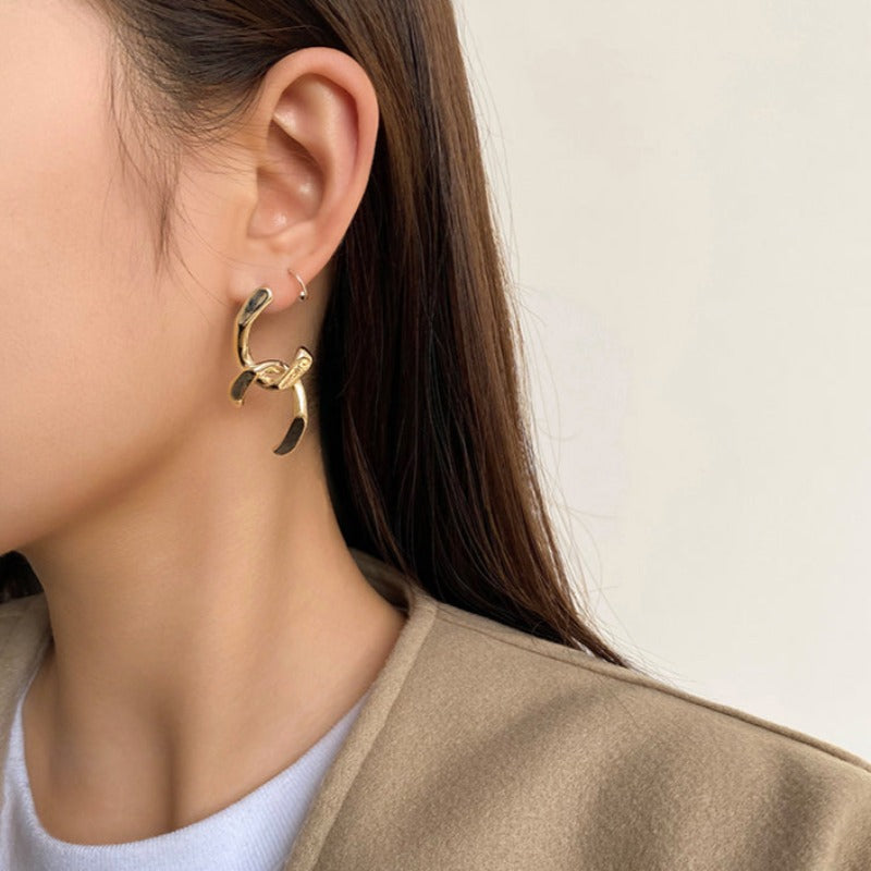 Double Link Curve Earrings - nightcity clothing