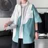 Oversized Color Block Patchwork Short Sleeve Shirt - nightcity clothing