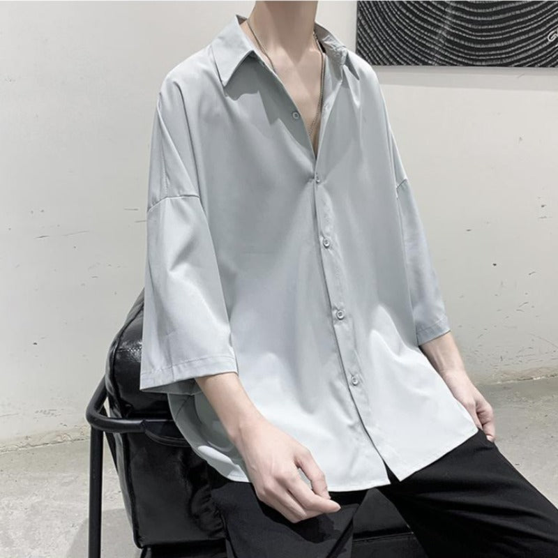 Oversized Flare Three-Quarter Sleeve Shirt - nightcity clothing