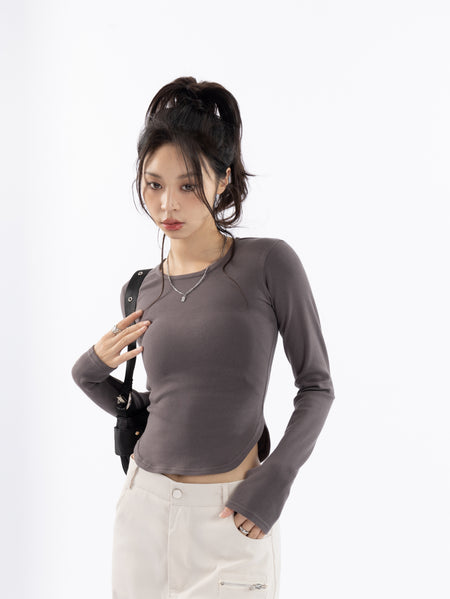 Skinny Cropped Long Sleeve Top - nightcity clothing