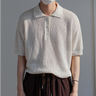 Slim Open Knit Polo Shirt - nightcity clothing